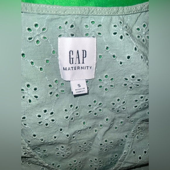 Gap Maternity Sage Green Eyelet Mini Dress size Small - Picture 3 of 5